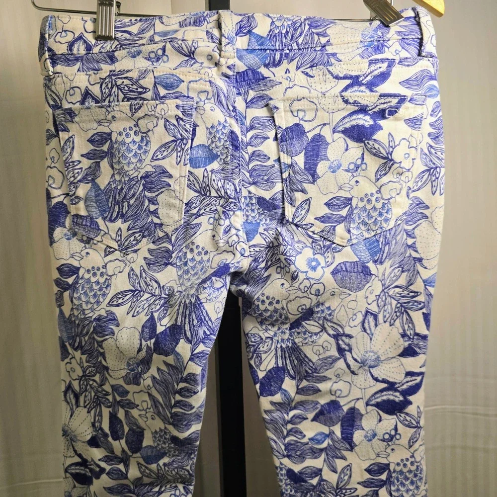 Vineyard Vines Women's US 4 Floral Print Skinny Jeans Blue White Y2K Cottagecore
